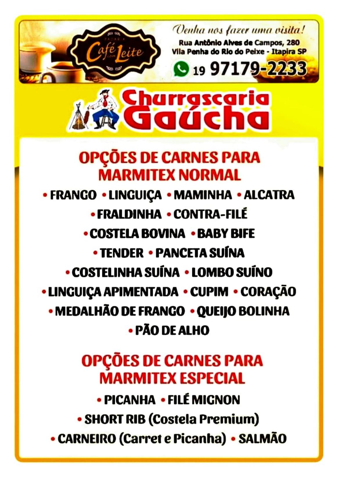 Cardápio Marmitex Churrascaria Gaúcha página 1